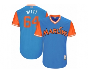 Men's 2017 Little League World Series Marlins #64 Nick Wittgren Witty Blue Jersey