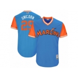 Men's 2017 Little League World Series Marlins Brad Ziegler #29 Unicorn Blue Jersey