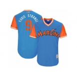 Men's 2017 Little League World Series Marlins Dee Gordon #9 Varis Strange Blue Jersey