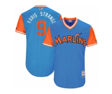 Men's 2017 Little League World Series Marlins Dee Gordon #9 Varis Strange Blue Jersey