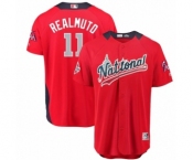 Men's Majestic Miami Marlins #11 J. T. Realmuto Game Red National League 2018 MLB All-Star MLB Jersey