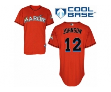 Men's Majestic Miami Marlins #12 Chris Johnson Authentic Orange Alternate 1 Cool Base MLB Jersey