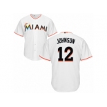 Men's Majestic Miami Marlins #12 Chris Johnson Authentic White Home Cool Base MLB Jersey