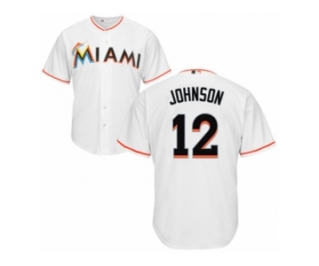 Men's Majestic Miami Marlins #12 Chris Johnson Authentic White Home Cool Base MLB Jersey