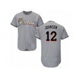 Men's Majestic Miami Marlins #12 Chris Johnson Grey Flexbase Authentic Collection MLB Jersey