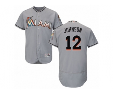 Men's Majestic Miami Marlins #12 Chris Johnson Grey Flexbase Authentic Collection MLB Jersey