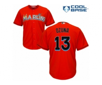 Men's Majestic Miami Marlins #13 Marcell Ozuna Replica Orange Alternate 1 Cool Base MLB Jersey