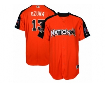 Men's Majestic Miami Marlins #13 Marcell Ozuna Replica Orange National League 2017 MLB All-Star MLB Jersey