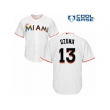 Men's Majestic Miami Marlins #13 Marcell Ozuna Replica White Home Cool Base MLB Jersey