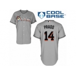 Men's Majestic Miami Marlins #14 Martin Prado Authentic Grey Road Cool Base MLB Jersey