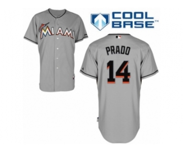 Men's Majestic Miami Marlins #14 Martin Prado Authentic Grey Road Cool Base MLB Jersey