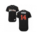 Men's Majestic Miami Marlins #14 Martin Prado Black Flexbase Authentic Collection MLB Jersey