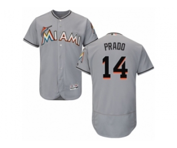 Men's Majestic Miami Marlins #14 Martin Prado Grey Flexbase Authentic Collection MLB Jersey