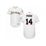 Men's Majestic Miami Marlins #14 Martin Prado White Flexbase Authentic Collection MLB Jersey