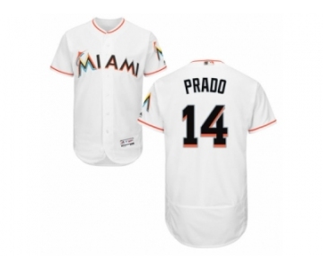 Men's Majestic Miami Marlins #14 Martin Prado White Flexbase Authentic Collection MLB Jersey