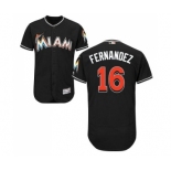 Men's Majestic Miami Marlins #16 Jose Fernandez Black Flexbase Authentic Collection MLB Jersey