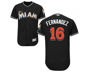 Men's Majestic Miami Marlins #16 Jose Fernandez Black Flexbase Authentic Collection MLB Jersey