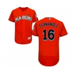 Men's Majestic Miami Marlins #16 Jose Fernandez Orange Flexbase Authentic Collection MLB Jersey