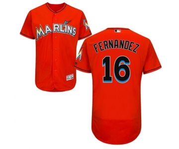 Men's Majestic Miami Marlins #16 Jose Fernandez Orange Flexbase Authentic Collection MLB Jersey