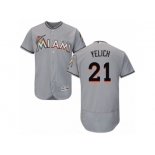 Men's Majestic Miami Marlins #21 Christian Yelich Grey Flexbase Authentic Collection MLB Jersey