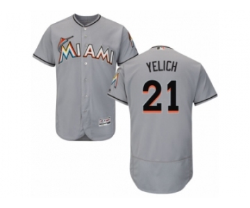 Men's Majestic Miami Marlins #21 Christian Yelich Grey Flexbase Authentic Collection MLB Jersey