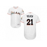 Men's Majestic Miami Marlins #21 Christian Yelich White Flexbase Authentic Collection MLB Jersey