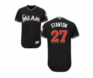 Men's Majestic Miami Marlins #27 Giancarlo Stanton Black Flexbase Authentic Collection MLB Jersey