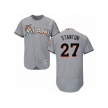 Men's Majestic Miami Marlins #27 Giancarlo Stanton Grey Flexbase Authentic Collection MLB Jersey