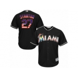 Men's Majestic Miami Marlins #27 Giancarlo Stanton Replica Black USA Flag Fashion MLB Jersey