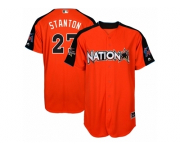 Men's Majestic Miami Marlins #27 Giancarlo Stanton Replica Orange National League 2017 MLB All-Star MLB Jersey