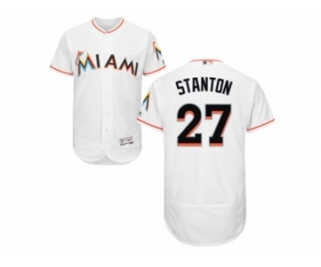Men's Majestic Miami Marlins #27 Giancarlo Stanton White Flexbase Authentic Collection MLB Jersey