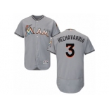 Men's Majestic Miami Marlins #3 Adeiny Hechavarria Grey Flexbase Authentic Collection MLB Jersey