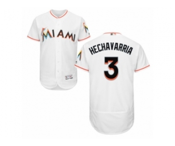 Men's Majestic Miami Marlins #3 Adeiny Hechavarria White Flexbase Authentic Collection MLB Jersey