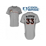 Men's Majestic Miami Marlins #33 Dustin McGowan Replica Grey Road Cool Base MLB Jersey