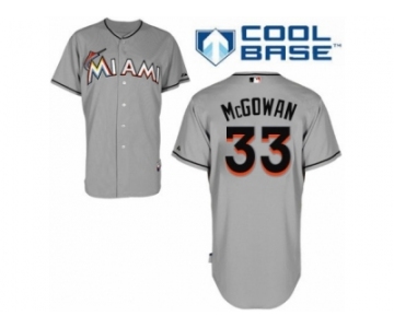 Men's Majestic Miami Marlins #33 Dustin McGowan Replica Grey Road Cool Base MLB Jersey