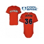 Men's Majestic Miami Marlins #36 Edwin Jackson Authentic Orange Alternate 1 Cool Base MLB Jersey