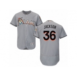 Men's Majestic Miami Marlins #36 Edwin Jackson Grey Flexbase Authentic Collection MLB Jersey