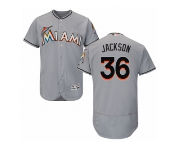 Men's Majestic Miami Marlins #36 Edwin Jackson Grey Flexbase Authentic Collection MLB Jersey