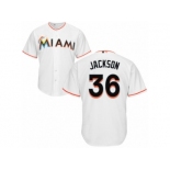 Men's Majestic Miami Marlins #36 Edwin Jackson Replica White Home Cool Base MLB Jersey