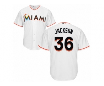 Men's Majestic Miami Marlins #36 Edwin Jackson Replica White Home Cool Base MLB Jersey