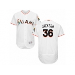 Men's Majestic Miami Marlins #36 Edwin Jackson White Flexbase Authentic Collection MLB Jersey