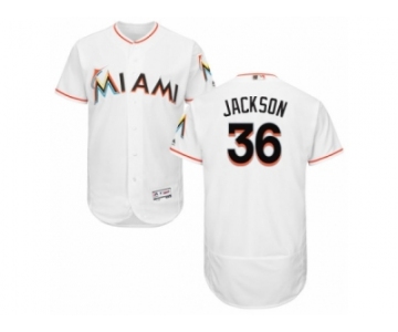 Men's Majestic Miami Marlins #36 Edwin Jackson White Flexbase Authentic Collection MLB Jersey