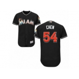 Men's Majestic Miami Marlins #54 Wei-Yin Chen Black Flexbase Authentic Collection MLB Jersey