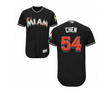 Men's Majestic Miami Marlins #54 Wei-Yin Chen Black Flexbase Authentic Collection MLB Jersey