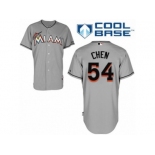 Men's Majestic Miami Marlins #54 Wei-Yin Chen Replica Grey Road Cool Base MLB Jersey