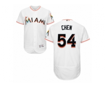 Men's Majestic Miami Marlins #54 Wei-Yin Chen White Flexbase Authentic Collection MLB Jersey