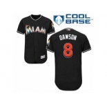 Men's Majestic Miami Marlins #8 Andre Dawson Authentic Black Alternate 2 Cool Base MLB Jersey