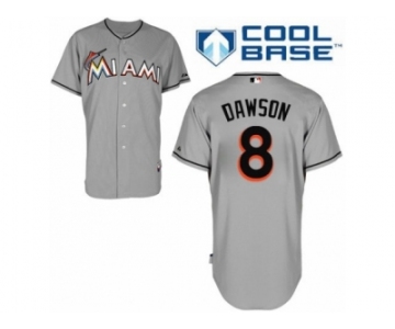 Men's Majestic Miami Marlins #8 Andre Dawson Replica Grey Road Cool Base MLB Jersey