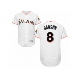 Men's Majestic Miami Marlins #8 Andre Dawson White Flexbase Authentic Collection MLB Jersey