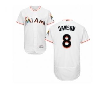 Men's Majestic Miami Marlins #8 Andre Dawson White Flexbase Authentic Collection MLB Jersey